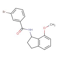 Chemical structure of 3-bromo-N-(7-methoxy-2,3-dihydro-1H-inden-1-yl)benzamide - CSSB09061980252
