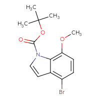 Chemical structure of tert-butyl 4-bromo-7-methoxy-1H-indole-1-carboxylate - CSSB06447750254