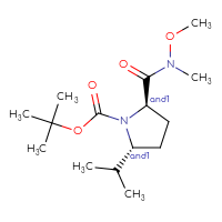 Chemical structure of rac-tert-butyl (2R,5R)-2-[methoxy(methyl)carbamoyl]-5-(propan-2-yl)pyrrolidine-1-carboxylate - CSSB21291563895