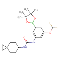 Chemical structure of 1-[3-(difluoromethoxy)-5-(4,4,5,5-tetramethyl-1,3,2-dioxaborolan-2-yl)phenyl]-3-{spiro[2.5]octan-6-yl}urea - CSSB21332114357