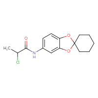 Chemical structure of 2-chloro-N-{spiro[1,3-benzodioxole-2,1'-cyclohexan]-6-yl}propanamide - CSSB00000735963