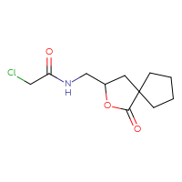 Chemical structure of 2-chloro-N-({1-oxo-2-oxaspiro[4.4]nonan-3-yl}methyl)acetamide - CSSB21332080894