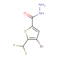 Chemical structure of 4-bromo-5-(difluoromethyl)thiophene-2-carbohydrazide - CSSB15024075103