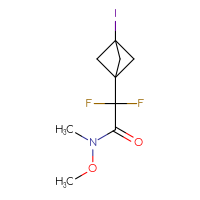 Chemical structure of 2,2-difluoro-2-{3-iodobicyclo[1.1.1]pentan-1-yl}-N-methoxy-N-methylacetamide - CSSB07010316348