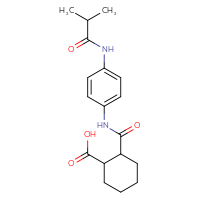 Chemical structure of 2-{[4-(2-methylpropanamido)phenyl]carbamoyl}cyclohexane-1-carboxylic acid - CSSB00020580848