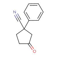 Chemical structure of 3-oxo-1-phenylcyclopentane-1-carbonitrile - CSSB00011011303