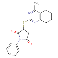 Chemical structure of 3-[(4-methyl-5,6,7,8-tetrahydroquinazolin-2-yl)sulfanyl]-1-phenylpyrrolidine-2,5-dione - CSSB00121688522