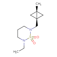 Chemical structure of 2-ethyl-6-{[(1S,3S)-3-methylbicyclo[1.1.0]butan-1-yl]methyl}-1λ⁶,2,6-thiadiazinane-1,1-dione - CSMB14894732461