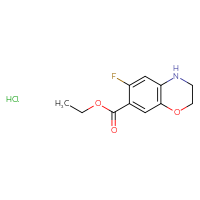 Chemical structure of ethyl 6-fluoro-3,4-dihydro-2H-1,4-benzoxazine-7-carboxylate hydrochloride - CSSB20963521747