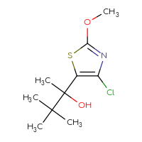 Chemical structure of 2-(4-chloro-2-methoxy-1,3-thiazol-5-yl)-3,3-dimethylbutan-2-ol - CSSB14853506232