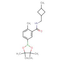 Chemical structure of 2-methyl-N-[(3-methylcyclobutyl)methyl]-5-(4,4,5,5-tetramethyl-1,3,2-dioxaborolan-2-yl)benzamide - CSSB02533511206