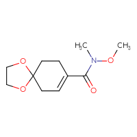 Chemical structure of N-methoxy-N-methyl-1,4-dioxaspiro[4.5]dec-7-ene-8-carboxamide - CSSB21151590256