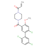 Chemical structure of 1-(4-{2',5',6-trichloro-4-methoxy-[1,1'-biphenyl]-3-carbonyl}piperazin-1-yl)prop-2-en-1-one - CSSB00102527246