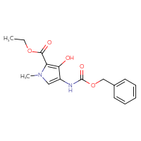 Chemical structure of ethyl 4-{[(benzyloxy)carbonyl]amino}-3-hydroxy-1-methyl-1H-pyrrole-2-carboxylate - CSSB00010162497