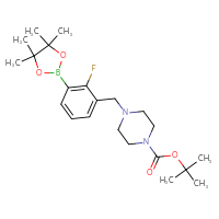 Chemical structure of tert-butyl 4-{[2-fluoro-3-(4,4,5,5-tetramethyl-1,3,2-dioxaborolan-2-yl)phenyl]methyl}piperazine-1-carboxylate - CSSB00020625106