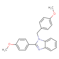 Chemical structure of 2-(4-methoxyphenyl)-1-[(4-methoxyphenyl)methyl]-1H-1,3-benzodiazole - CSSB00020636596