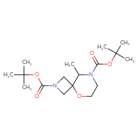 Chemical structure of 2,8-di-tert-butyl 9-methyl-5-oxa-2,8-diazaspiro[3.5]nonane-2,8-dicarboxylate - CSSB21123225144