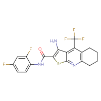 Chemical structure of 3-amino-N-(2,4-difluorophenyl)-4-(trifluoromethyl)-5H,6H,7H,8H-thieno[2,3-b]quinoline-2-carboxamide - CSSB00102540903