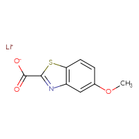 Chemical structure of lithium(1+) 5-methoxy-1,3-benzothiazole-2-carboxylate - CSSB21495861535
