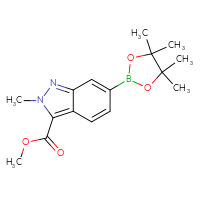 Chemical structure of methyl 2-methyl-6-(4,4,5,5-tetramethyl-1,3,2-dioxaborolan-2-yl)-2H-indazole-3-carboxylate - CSSB03567549884