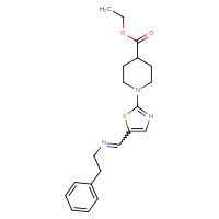 Chemical structure of ethyl 1-(5-{[(2-phenylethyl)imino]methyl}-1,3-thiazol-2-yl)piperidine-4-carboxylate - CSSB02125602709