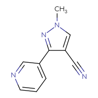 Chemical structure of 1-methyl-3-(pyridin-3-yl)-1H-pyrazole-4-carbonitrile - CSSB00050626317