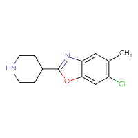 Chemical structure of 6-chloro-5-methyl-2-(piperidin-4-yl)-1,3-benzoxazole - CSSB00015187191