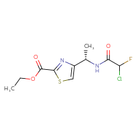 Chemical structure of ethyl 4-[(1S)-1-(2-chloro-2-fluoroacetamido)ethyl]-1,3-thiazole-2-carboxylate - CSSB21332170399