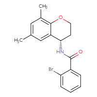 Chemical structure of 2-bromo-N-[(4S)-6,8-dimethyl-3,4-dihydro-2H-1-benzopyran-4-yl]benzamide - CSSB01140856166