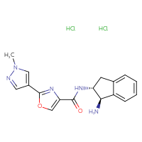 Chemical structure of N-[(1R,2R)-1-amino-2,3-dihydro-1H-inden-2-yl]-2-(1-methyl-1H-pyrazol-4-yl)-1,3-oxazole-4-carboxamide dihydrochloride - CSSB00161159019