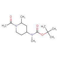 Chemical structure of tert-butyl N-(1-acetyl-2-methylpiperidin-4-yl)-N-methylcarbamate - CSSB09895467261