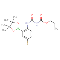 Chemical structure of prop-2-en-1-yl N-{[4-fluoro-2-(4,4,5,5-tetramethyl-1,3,2-dioxaborolan-2-yl)phenyl]carbamoyl}carbamate - CSSB21245995467