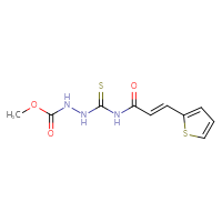 Chemical structure of (2E)-1-[({[(methoxycarbonyl)amino]amino}methanethioyl)amino]-3-(thiophen-2-yl)prop-2-en-1-one - CSSB00020584150