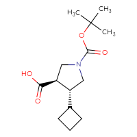 Chemical structure of (3R,4R)-1-[(tert-butoxy)carbonyl]-4-cyclobutylpyrrolidine-3-carboxylic acid - CSSB20621800102