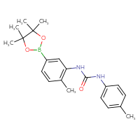 Chemical structure of 1-[2-methyl-5-(4,4,5,5-tetramethyl-1,3,2-dioxaborolan-2-yl)phenyl]-3-(4-methylphenyl)urea - CSSB21332091451