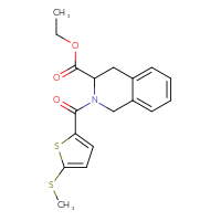Chemical structure of ethyl 2-[5-(methylsulfanyl)thiophene-2-carbonyl]-1,2,3,4-tetrahydroisoquinoline-3-carboxylate - CSSB00020618373