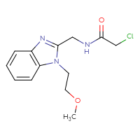 Chemical structure of 2-chloro-N-{[1-(2-methoxyethyl)-1H-1,3-benzodiazol-2-yl]methyl}acetamide - CSSB21332098733