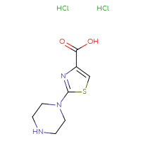 Chemical structure of 2-(piperazin-1-yl)-1,3-thiazole-4-carboxylic acid dihydrochloride - CSSB00102706900
