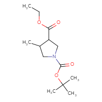 Chemical structure of 1-tert-butyl 3-ethyl 4-methylpyrrolidine-1,3-dicarboxylate - CSSB00010477629