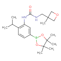 Chemical structure of 3-[(3-methyloxetan-3-yl)methyl]-1-[2-(propan-2-yl)-5-(4,4,5,5-tetramethyl-1,3,2-dioxaborolan-2-yl)phenyl]urea - CSSB21332145008