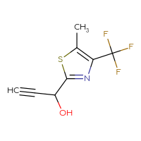 Chemical structure of 1-[5-methyl-4-(trifluoromethyl)-1,3-thiazol-2-yl]prop-2-yn-1-ol - CSSB21246481584