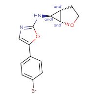 Chemical structure of rac-5-(4-bromophenyl)-N-[(1R,5R,6R)-2-oxabicyclo[3.1.0]hexan-6-yl]-1,3-oxazol-2-amine - CSSB21495842936