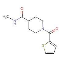Chemical structure of N-methyl-1-(thiophene-2-carbonyl)piperidine-4-carboxamide - CSSB00000495172