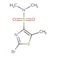 Chemical structure of 2-bromo-N,N,5-trimethyl-1,3-thiazole-4-sulfonamide - CSSB02268878872