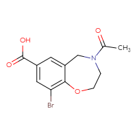 Chemical structure of 4-acetyl-9-bromo-2,3,4,5-tetrahydro-1,4-benzoxazepine-7-carboxylic acid - CSSB02007773766