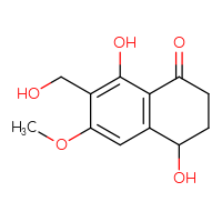 Chemical structure of 4,8-dihydroxy-7-(hydroxymethyl)-6-methoxy-1,2,3,4-tetrahydronaphthalen-1-one - CSSB00159277849