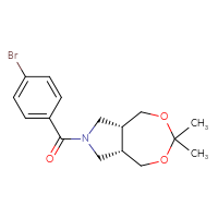 Chemical structure of (5aR,8aS)-7-(4-bromobenzoyl)-3,3-dimethyl-octahydro-[1,3]dioxepino[5,6-c]pyrrole - CSSB06842839517