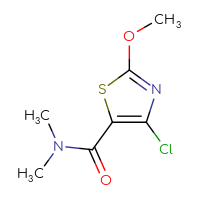 Chemical structure of 4-chloro-2-methoxy-N,N-dimethyl-1,3-thiazole-5-carboxamide - CSSB02283617141