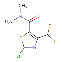 Chemical structure of 2-chloro-4-(difluoromethyl)-N,N-dimethyl-1,3-thiazole-5-carboxamide - CSSB07110432304