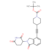 Chemical structure of tert-butyl 4-{2-[2-(2,6-dioxopiperidin-3-yl)-1-oxo-2,3-dihydro-1H-isoindol-4-yl]ethynyl}piperidine-1-carboxylate - CSSB03507934545